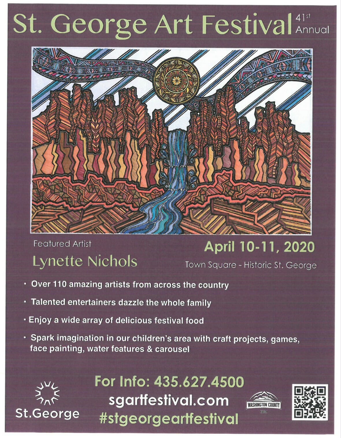 flyer with art and purple background