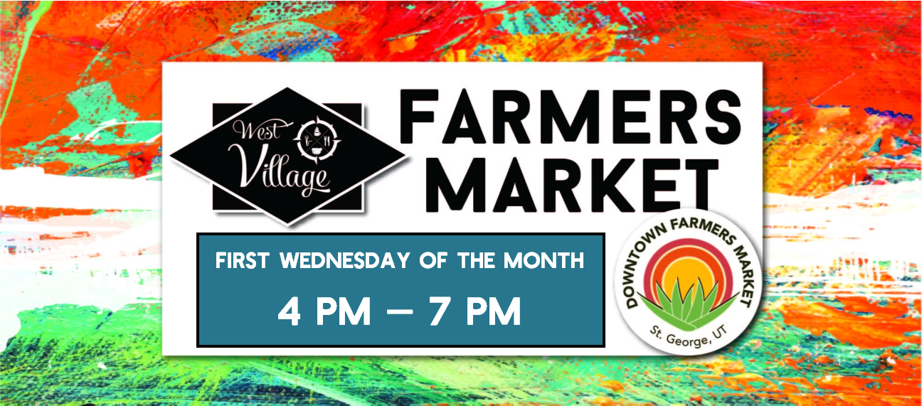 farmers market letters on colorful background