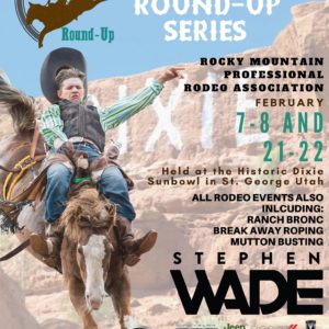 Flyer with Dixie Rock in background and bullrider in foreground