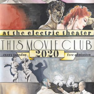 This movie club poster with vintage faces
