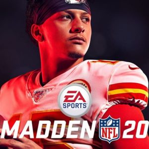 Football player in front of black background