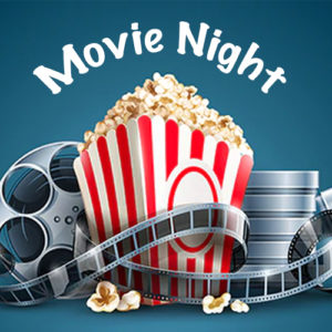 popocorn and movie reel poster